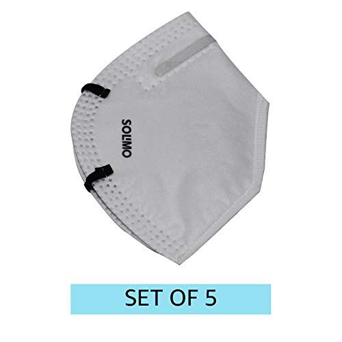 Amazon Brand – Solimo N95 Anti-Pollution Mask, Set of 5