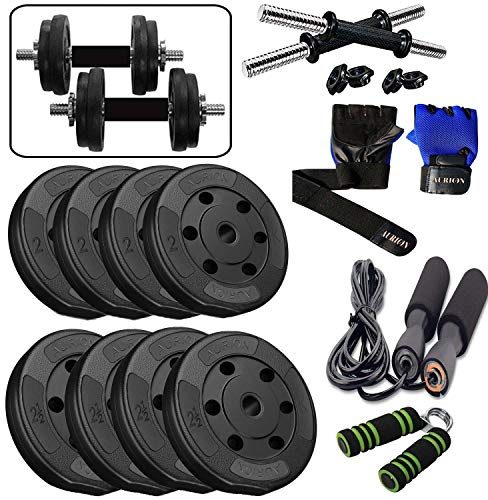 Aurion PVC Combo 777 (4 Kg – 26 Kg) Dumbbells Kits, Dumbbell Set Combo (18 KG Set)