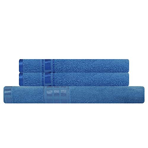 Eurospa Set of 3 Cotton Bath & Hand Towel Set Blue