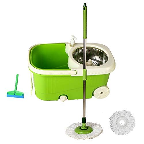 Fretol Steel Mop with Wheel+2 Refill+Rod+ Wiper – Green