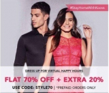 Koovs Flat 70% Off + Extra 20% off on Men’s And Women’s Clothing