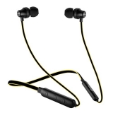 pTron Tangent Lite Bluetooth 5.0 Wireless Headphones with Hi-Fi Stereo Sound, 6Hrs Playtime, Lightweight Ergonomic Neckband, Sweat-Resistant Magnetic Earbuds, Voice Assistant & Mic – (Black & Yellow)