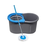 Signoraware Expert Spin Mop with 360 Degree Rotating PVC Magic Mop Set for Wet and Dry Floor/Wall, Set of 1, Grey, 2 refills