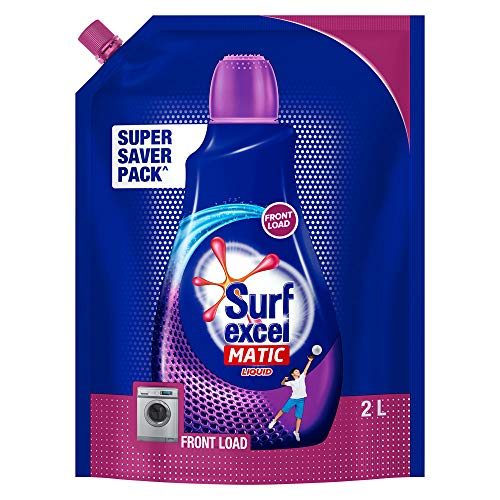 Surf Excel Matic Front Load Liquid Detergent Refill Pouch – Super Saver Pack Specially Designed For 100% Tough Stain Removal In Frontload Machines, 2 L